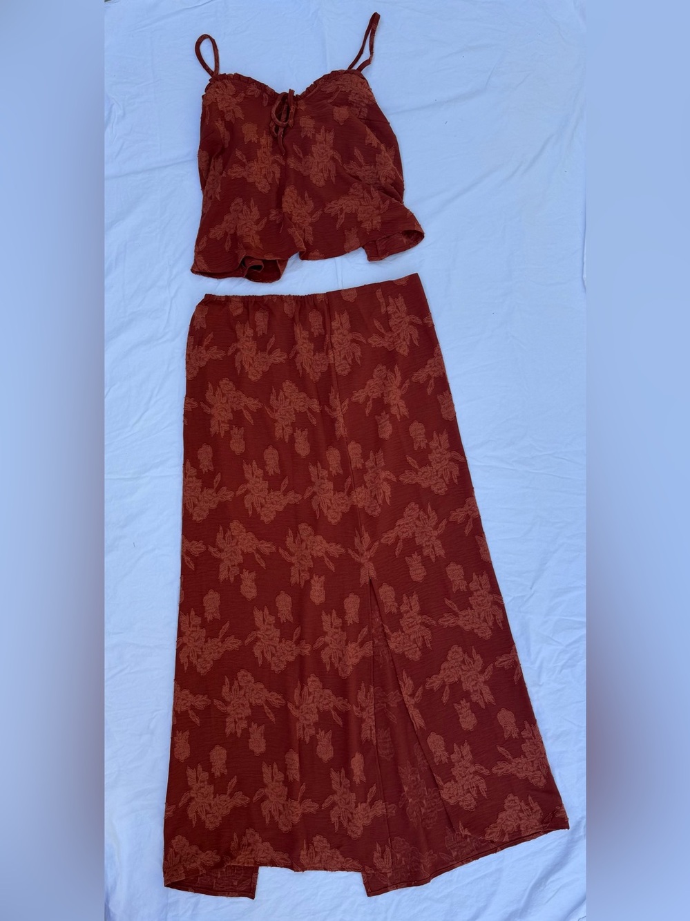 Disturbia Floral Two-Piece Set in Red & Orange Size US 10 UK 14 EU 42 Like New